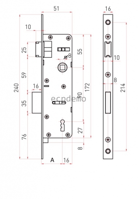 ajtózár 2 pontos 90/25 3cs SZOBA kulccsal